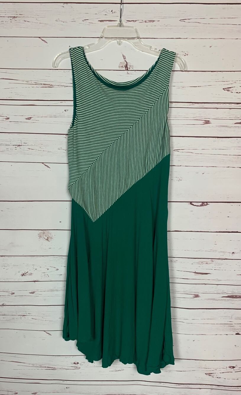 Maeve Anthropologie Women's S Small Green Cameron Striped Asymmetrical Dress